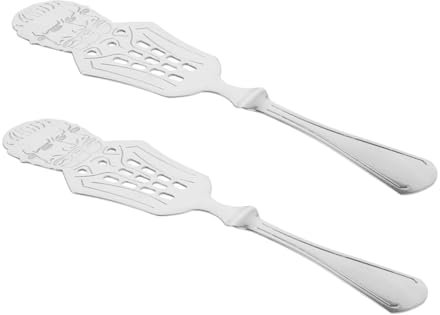 Generic 2pcs Stainless Steel Absinthe Spoon Filter Scoops Sugar Cubes Shell Shape Spoon Stainless Absinthe Spoon Handheld Absinthe Dripper Absinthe Fountain Absinthe Supply Silver