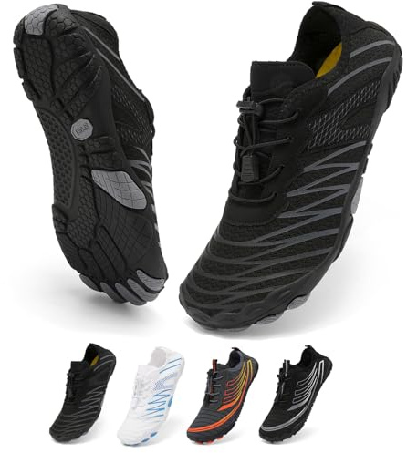 ZDQ Chaussures Aquatiques Homme Femme Chaussures de Plage Antidérapantes Respirantes à Séchage Rapide Chaussures de Natation pour Yoga Fitness Surf Plongée Noir 44 EU