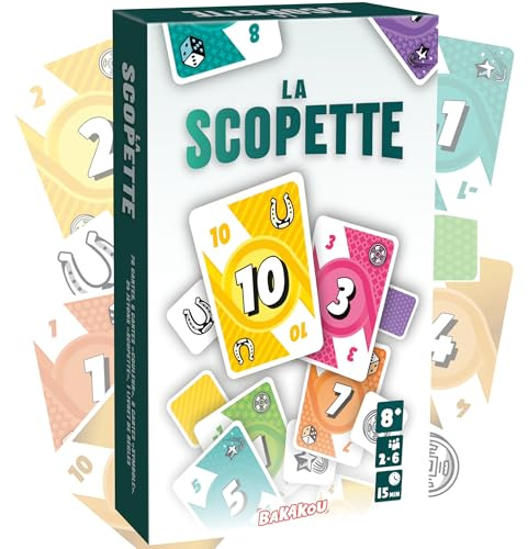 Bakakou LA SCOPETTE - Jeu de Société Famille et Amis - Jeux de Carte Rapide et Stratégique - Variante Italienne de la Scopa - Jeu Tactique 2 à 6 Joueurs - 15 Min - Dès 8 Ans - Idée Cadeau Original
