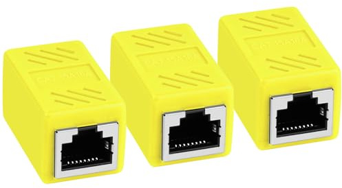 AXFEE RJ45 Kupplung Cat7, 3 Stück CAT6 Kupplung Verbinder, Kabel Verlängerung, LAN Verbinder Netzwerkkabel, Ethernet Kabel Patchkabel für Cat 7 Cat6 Cat5 Cat5e, Gelb