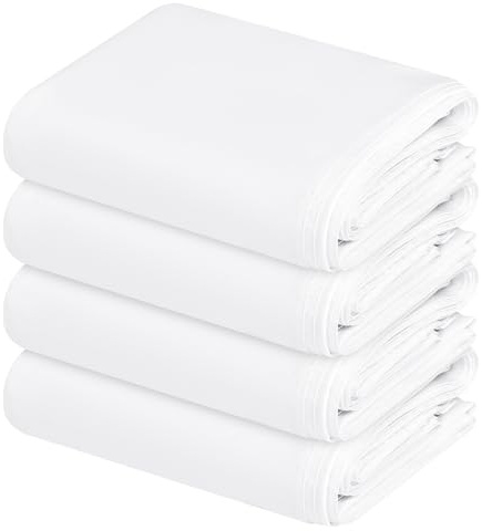 Juego de 4 paños de poliéster blanco, multiusos, impermeables, reutilizables, cortinas de tela, funda de sofá para pintor, protección de muebles y suelos (9 x 12 pies)