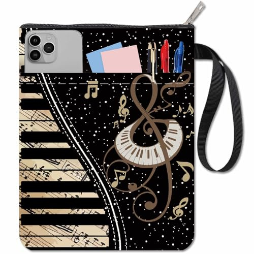 craspire Protège Livres de Musique Pochette Noire Protège Livres de Piano pour Livres de Poche Housse de Livre en Tissu Lavable avec Fermeture Éclair et Pochette Supplémentaire pour Les Amoureux