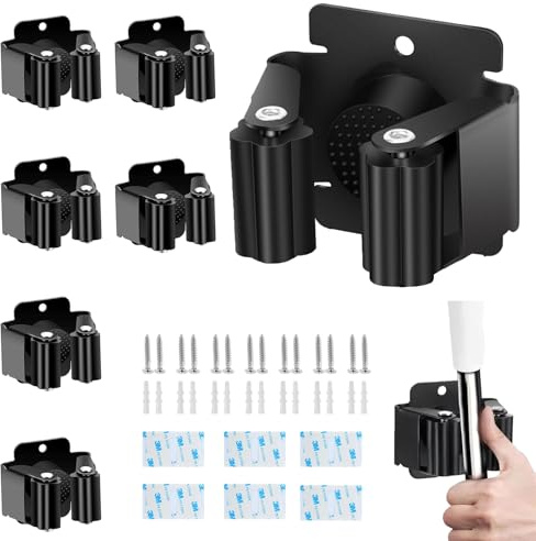 FISH DRAGATE 6 pcs besenhalterung wand,gartengerätehalter besenhalter gartengeräte,ausgestattet mit befestigungsschrauben und aufklebern,halterung für wischmopp, besen, schaufel, werkzeuge