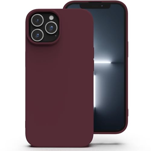 Zuvirelx Silikon Handyhülle für iPhone 13 Pro Hülle, Weiches Griff, Dünne, Minimalistisch, Stoßfest, rutschfest, Taschenpassend - Burgunderrot