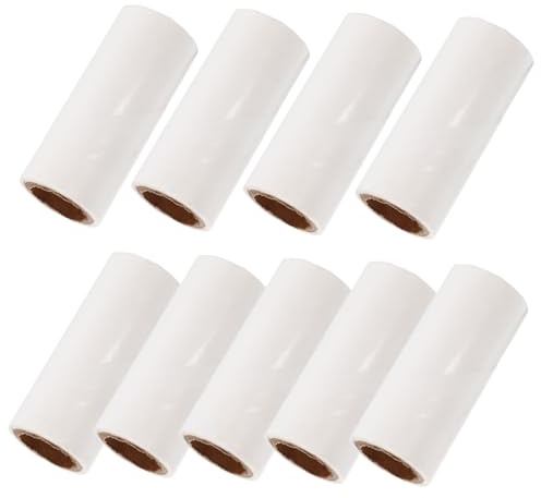 FRCOLOR Recambios de Rodillo Quitapelusas 9 Piezas 30 Hojas por Rollo, Papel Blanco Diseño Diagonal, Portátil para Oficina y Coche, Adecuado para Ropa y Cama