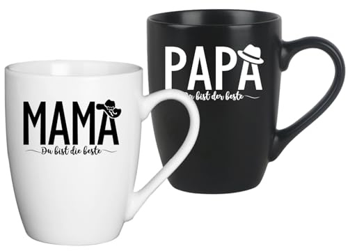 Weihnachtsgeschenke für Eltern, beste Mama und bester Papa Tassen Set | Mama und Papa Geschenk von Tochter & Sohn zum Geburtstag Vatertag Muttertag Männertag