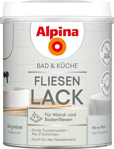 Alpina Bad & Küche Fliesen-Lack Bergnebel – seidenmatt für Wandfliesen – 0,75 Liter
