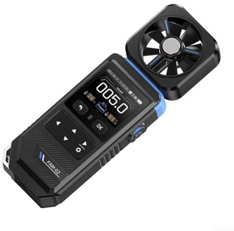 3in1 FAM02 Professional Handheld Anemometer with Sound Light Vibration Alerts and Curve Recording Mode for Wind Speed Temperature Humidity Data