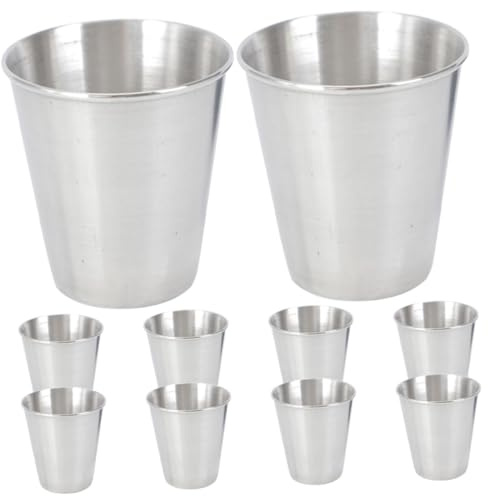 GLEAVI 10 pezzi Bicchieri in Acciaio Bicchieri Vino Compatti e Liquore Piccole e Design e Resistente