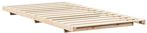 Eleganz Bettgestell aus Massivholz Kiefer 80x200 cm - Robustes Bodenbett mit Kopfteil für Schlafzimmer, Natürliches Design & Langlebig
