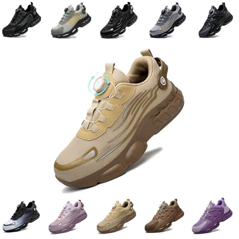 Gugifcto Chaussures de Sécurité Hommes Femmes Basket Respirante Antidérapante Légère Travail avec Embout en Acier 36-46 EU