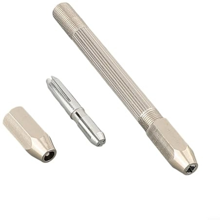 Steel Punch Pin Vice 0-3.1mm Double-Ended Reversible Collets for Watchmaker Screwdrivers, Home Carving, Clock Repair Kit and Silversmith Precision Tools, 10.5cm Compact Hand Drill Bit Holder