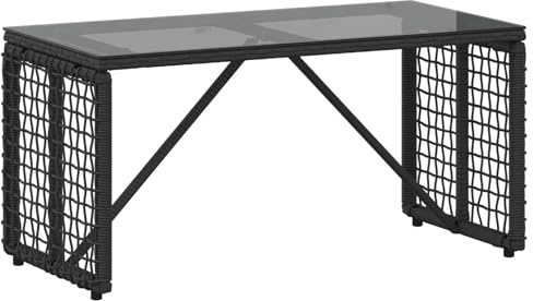 vidaXL Tisch für Outdoor Schwarz 80 x 40 x 40 cm PE Rattan und Glas