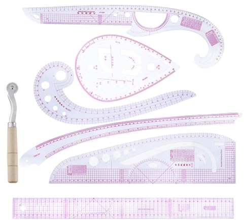 YARNOW Juego de 7 Reglas de Costura a Medida, Herramientas de Dibujo para Patrón de Ropa, Reglas de Sastre Flexibles y Duraderas, Precisión Alta, para Diseño y Confección Artesanal