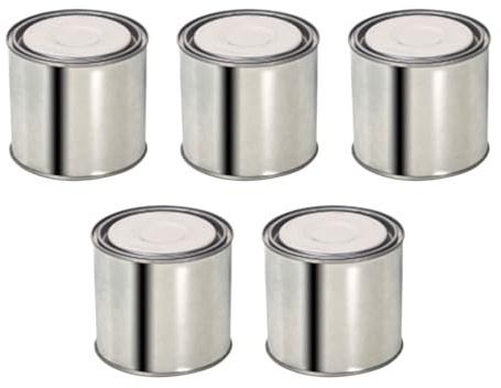 AMUSLESUR 5pcs Paint Tin Tinplate round Sealing Paint Can 0.4l Silver Multipurpose Storage Container Convenient to Store Not Easy to Break for Home DIY