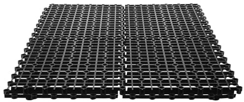 TOYANDONA 4 Pièces Grille de Fontaine de Jardin, Grille de Bassin Rectangulaire en Plastique Noir, Modulable avec Pieds, Support de Charge et Résistance la Corrosion pour Réservoirs