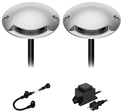ledscom.de LED Boden-Aufbau-Leuchte Bunda, 1-flammig, für außen befahrbar, warm-weiß, 2er Set