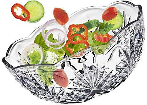 Godinger Bowl Set for Salad, Serving, Mixing, Dublin Crystal Collection - Set of 3
