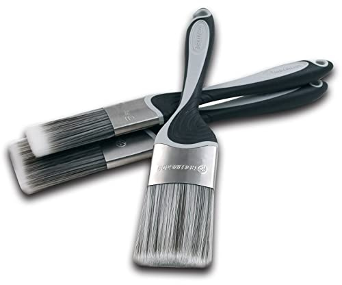 ROLLINGDOG - Set di 3 pennelli ovali, include 3,8 cm, 5,1 cm, 6,3 cm, contiene più vernici, perfetti per dettagli, finiture, bordi precisi, taglio