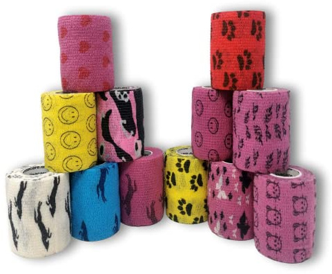 LisaCare - benda elastica autoadesiva - benda elastica coesiva set di 12 - 7,5 cm x 4,5 m bende elastici, idrorepellenti, coesivi, Miscela per bambini