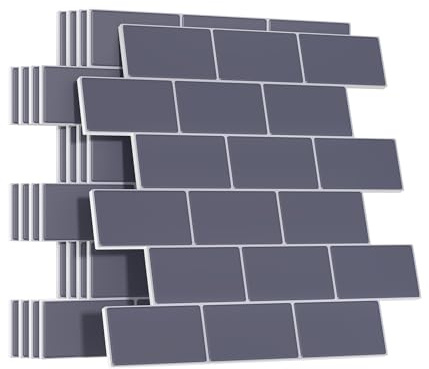 Yoillione Grueso Azulejos Adhesivos Cocina: 5-Piezas Baldosa Vinilo Cocina Pared - 3D Azulejo Metro Adhesivo, 30x30 cm (Gris Oscuro)