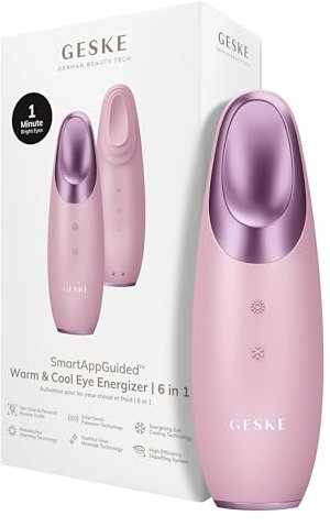 GESKE Warm & Cool Eye Energizer | 6-in-1 Augenmassagegerät | SmartAppGuided™ | Massagegerät gegen Augenringe | Tränensäcke und Schlupflider entfernen | Elektrische Augenmassage