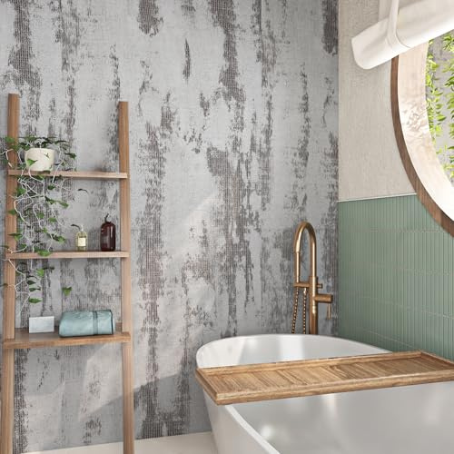 Livelynine Tapete Betonoptik Hellgrau 40CMx10M Klebefolie Betonoptik Möbel Abwaschbar Selbstklebende Tapete Badezimmer Schlafzimmer Esszimmer Wand Schrankfolie Beton Grau Möbelfolie Selbstklebend