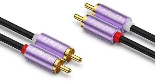 J&D 2 RCA Hane Audio Kabel, Guldpläterad Kopparhölje 2 RCA M/M Stereo Aux Audiokabel för Hemmabio HDTV Förstärkare Hi-Fi System Högtalare RCA Audiokablar, 1,8 M