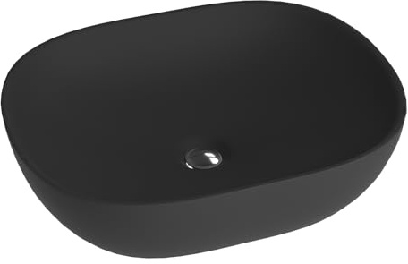LAVITA Aufsatzwaschtisch Redondo Black Aufsatzwaschbecken Rechteckig Waschbecken Ohne Überlauf und Hahnloch Aus hochwertigem Porzellan Waschtisch Badkeramik Waschplatz 46,5x37,5x12 cm Schwarz Matt
