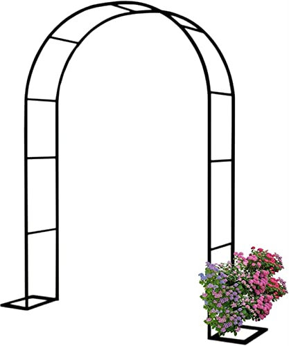 Rosenbogen, Garten-Torbogen Aus Metall, Pergola Rankhilfe Verzinkt Rost, Laubengang Rankgestell Mit Sockel Für Verschiedene Kletterpflanzen, Einfache Montage, 6 Größen,120x220x40CM
