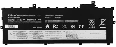 KHlove 01AV429 01AV430 Laptop Akku für ThinkPad X1 Carbon 5th Gen 2017 6th Gen 2018 Series SB10K97587 01AV431 SB10K97588 01AV494 SB10K97586 20HR0021GE 20KGS03900 20KH006MGE Battery 11.52V 57Wh