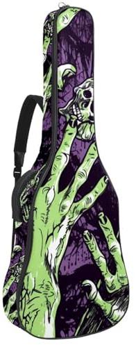 Bassgitarrentasche, 101,6 cm, 101,6 cm, doppelter verstellbarer Schultergurt, Akustikgitarre, Gigbag, Gitarrenkoffer, wasserdichtes Oxford-Gewebe, dicker Schwamm, Halloween-Zombie-Handkunst, 27,
