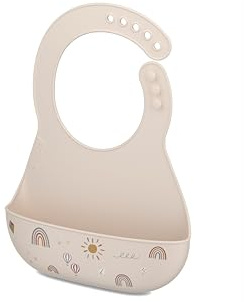 Mepal - Lätzchen Mio - Abgerundete Nackenverschlüsse für eine bequeme Passform - Tiefe Tasche zum Auffangen von Lebensmitteln - Spülmaschinengeeignet - BPA-frei - Sunshine & Rainbow