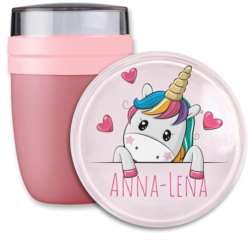 Lunchpot Kinder Müslibecher to go Joghurtbecher für Mepal Ellipse - Einschulung Geschenk Einhörner mit Name Geschenk Schulkind Einhorn Geschenke Kitastart Einhorn I Unicorn I Schulanfänger I