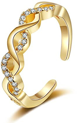 Ayoiow Ring Damen Gold 18 K, Gewebte Gedrehte Blumen Offen mit Moissanit Gold Ringe 585 Damen, 14K Gelbgold Vorsteckring Gelbgold 585 für Freundin
