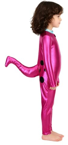 Yeahdor Flicka dinosaurierdräkt för barn djur cosplay helkroppsdräkt | Glänsande överallt, ståkrage, dragkedja på ryggen, födelsedagsfest, karneval, temafest, skola, karneval, fotografering