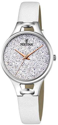 Festina Damen Armbanduhr Leder Weiß - Quarzwerk - Hochwertiges Mineralglas - Wasserdicht 5 ATM - Elegant Klassisch Vintage - Special Prices F20334/1