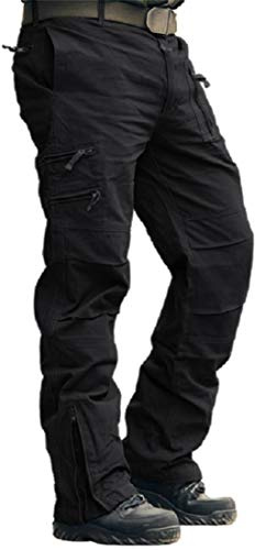 CRYSULLY Black Pants Men Casual Tactical Cargo Pants Cotton Stretch Man Military Hiking Trousers 9 Pockets 36