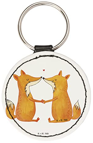 Mr. & Mrs. Panda Rund Schlüsselanhänger Füchse Liebe - Geschenk, Schutzengel, Freundin, Glücksbringer, Taschenanhänger, Liebespaar, Fuchs, Paar,