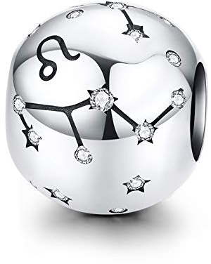 LaMenars Damen 925 Sterling Silber Charms und Perlen mit 12 Sternbildern, kompatibel mit Pandora & europäischem Armband Halskette