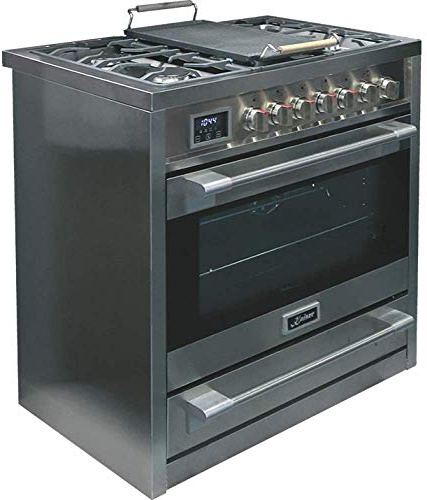 Kaiser HGE 93505 R Gaz Electrique Cuisinière 90cm/Four électrique/Cuisinière/ 115L / Plaque de cuisson au gaz/ 4,5 Kw WOK/ 8 fonctions/Autonettoyage/Gaz naturel et propane possibles/Qualité de luxe