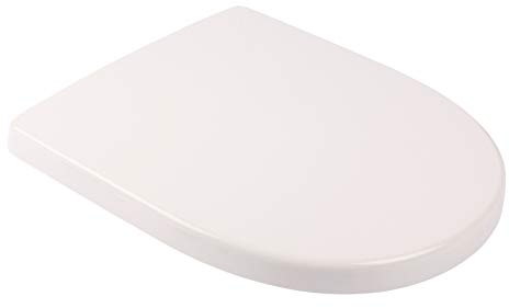 Calmwaters® Antibakterieller WC Sitz für Keramag iCon 204000 & 204060, D-Form mit Absenkautomatik, überlappend, aus Duroplast, Weiß - 26LP5381