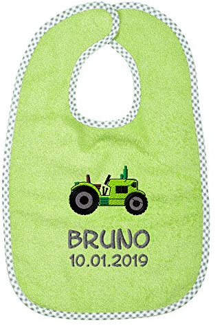 Wolimbo Lätzchen mit Klettverschluss - opalgrün - personalisierbar - mit Wunsch Name/Motiv - bestickt - Babylätzchen - für Mädchen und Jungs