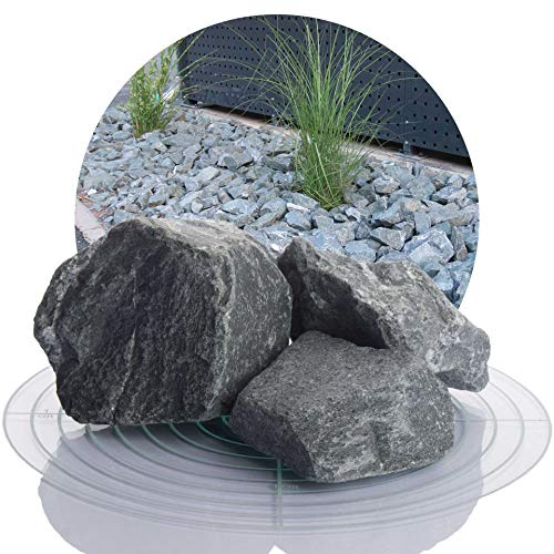 Schicker Mineral Diabas Ziersplitt grau 60-120 mm 25 kg, Naturstein | Splitt für Steingärten, Beet, Gartenteich, Fassadenschutz, Weg- und Terrassengestaltung, robust, witterungsbeständig, Garten