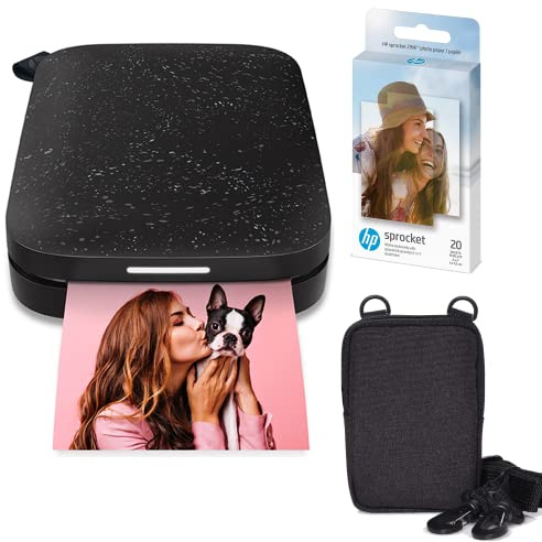 HP Sprocket Stampante fotografica istantanea portatile 2x3 pollici (Nero) Zink Pacchetto di Carta