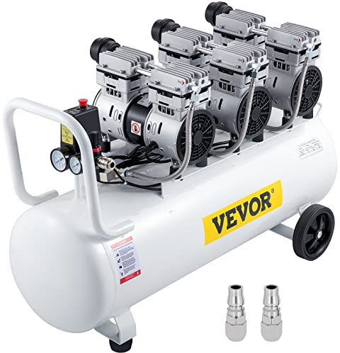 VEVOR Compresseur d’Air sans Huile Compresseur Silencieux à Air Comprimé Compresseur Outil d’Atelier pour Réparations Domiciliaires, Gonflage de Pneus (100L 2.2KW, Électrovanne)