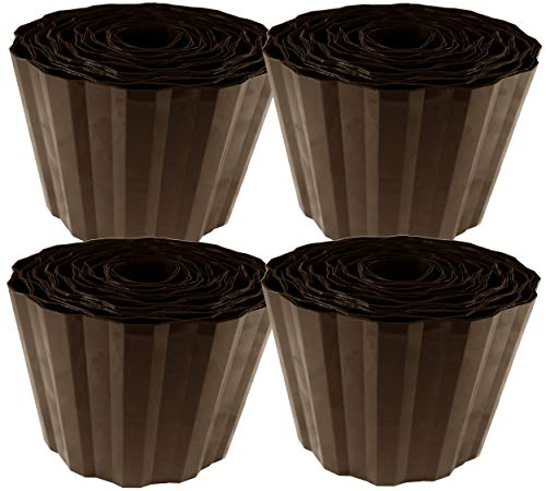 Garden-Profi Rasenkante 10cm hoch, 4 Rollen x 9m, Beetbegrenzung, Raseneinfassung, Mähkante, Rasenrand, PET, Dunkelbraun, wetterfest, Made in Germany