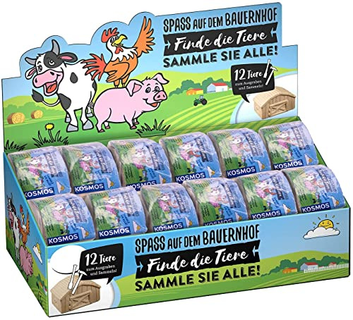KOSMOS 601669 Bauernhof-Tiere, 24 x Ausgrabungs-Sets mit Mini Sammelfiguren, ab 5 Jahre, Mitgebsel Kindergeburtstag, Party, Gastgeschenk, Mitbringsel, Beschäftigung, Spielzeug für Jungen und Mädchen