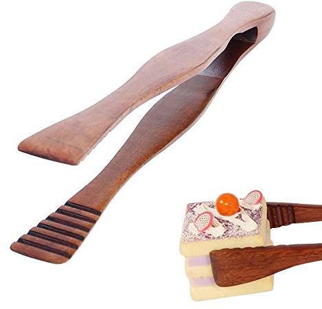 Pinze per Alimenti in Legno, Pinza per Insalata di Legno, Pinza per pane da Dessert, Legno Buffet Cibo Pinze, per Cucina Campeggio Griglia Ristorante a Buffet Pasticceria Insalata Dessert (Marrone)