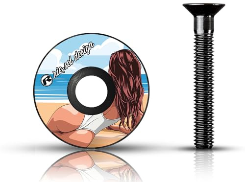 Riesel Design® 1 Tapa de Carbono con Tornillo de Aluminio para Bicicleta de Carretera, ciclocrosser y Bicicleta de montaña y Tapa Superior de Bicicleta de montaña, Tapa Elegante de Juego de dirección